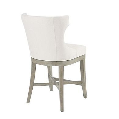 Swivel Beige Bar Height Stool, Upholstered Wingback Counter Height Chair