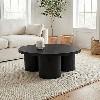 Starlight Canyon Home Solid and Manufactured Wood Round Coffee Table with Durable Finish