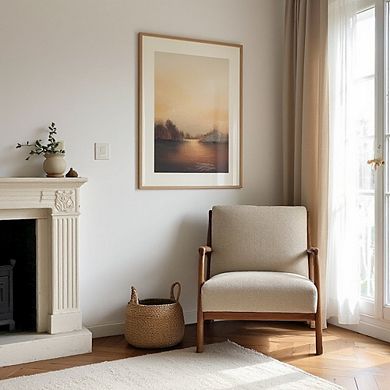 Gray Accent Chair with Rubber Solid Wood Frame for Living Room or Bedroom