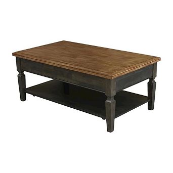 Hickory Washed Coal Coffee Table Hardwood Construction Finished Surface