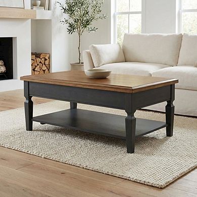 Hickory Washed Coal Coffee Table Hardwood Construction Finished Surface