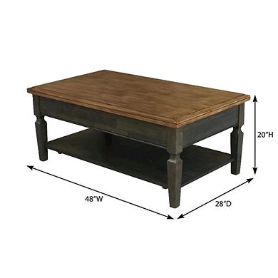 Hickory Washed Coal Coffee Table Hardwood Construction Finished Surface