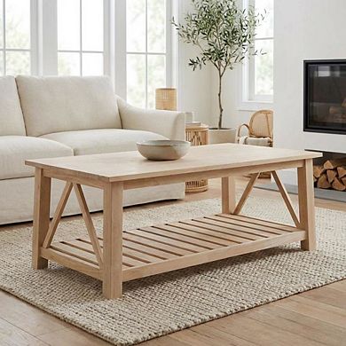 Ready to Finish Coffee Table in Parawood with Solid Construction