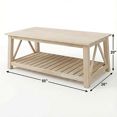 Ready to Finish Coffee Table in Parawood with Solid Construction