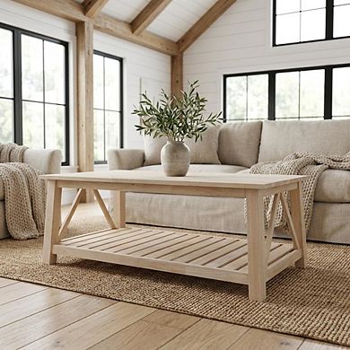 Ready to Finish Coffee Table in Parawood with Solid Construction