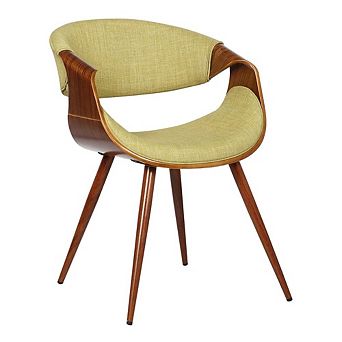 Mid-Century Dining Chair in Walnut Finish with Green Fabric Upholstery