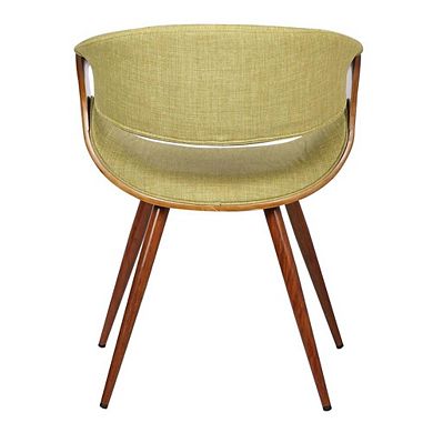 Mid-Century Dining Chair in Walnut Finish with Green Fabric Upholstery