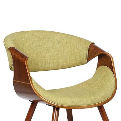 Mid-Century Dining Chair in Walnut Finish with Green Fabric Upholstery