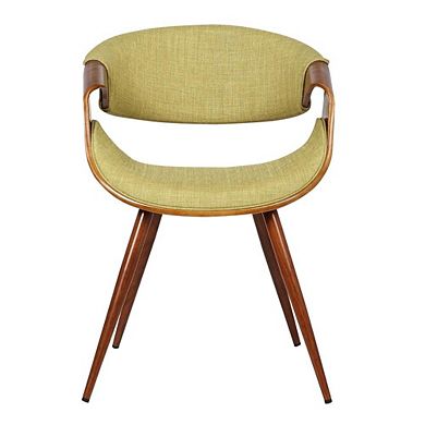 Mid-Century Dining Chair in Walnut Finish with Green Fabric Upholstery