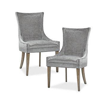 Gray Dining Chairs Set of 2, Mid Century Upholstered Chairs for Dining Table