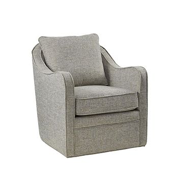 Gray Oversized Swivel Chair, Wide Armchair Solid Wood Frame Upholstered Seat