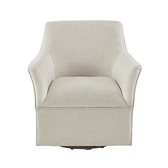 Beige Swivel Rocker Recliner Chair with Upholstered Seat and Back