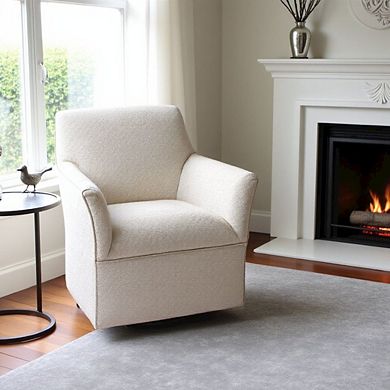 Beige Swivel Rocker Recliner Chair with Upholstered Seat and Back