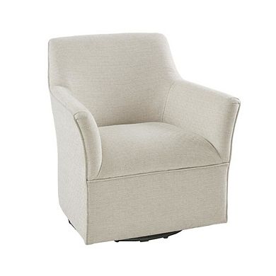 Beige Swivel Rocker Recliner Chair with Upholstered Seat and Back