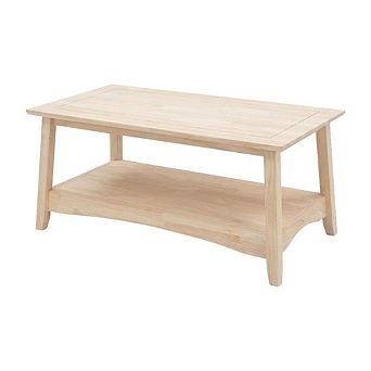 Unfinished Hardwood Coffee Table with Tall Design and Easy Care Finish
