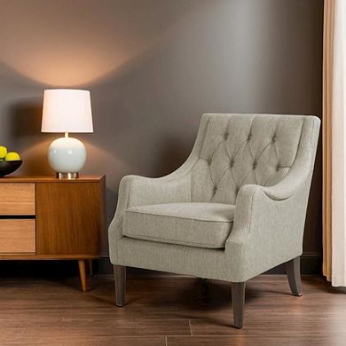 Beige Accent Chair with Solid Wood and Plywood Frame, Modern Armchair