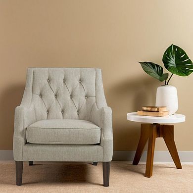 Beige Accent Chair with Solid Wood and Plywood Frame, Modern Armchair