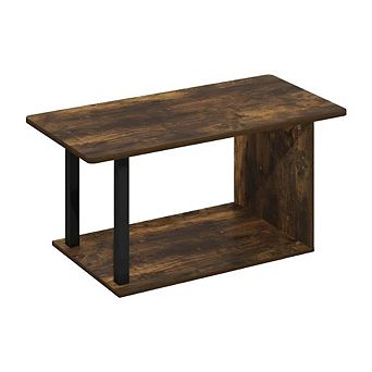 FurniFact Coffee Table with Black Legs, Rustic Style, Single Piece
