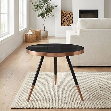 Starlight Canyon Home Ceramic Coffee Table with Glass Top and Steel Frame for Modern Living