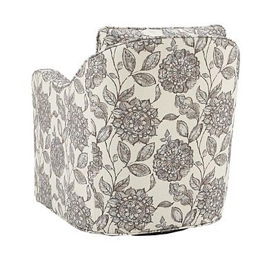 Floral Upholstered Swivel Accent Chair, Oversized Wide Armchair, 360° Rotation