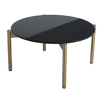 Starlight Canyon Home Marble Coffee Table with Gold Metal Frame and Elegant Design