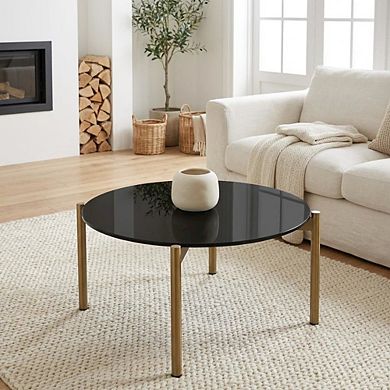 Starlight Canyon Home Marble Coffee Table with Gold Metal Frame and Elegant Design