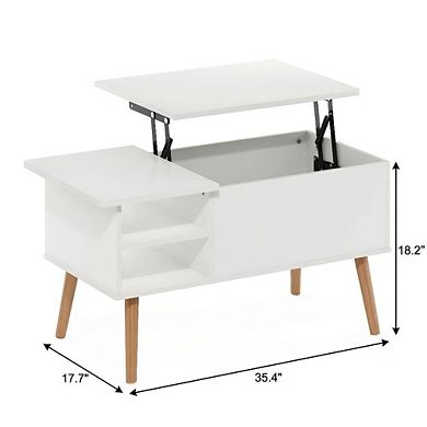 FurniFact Coffee Table with Hidden Compartment and Open Side Shelf Storage