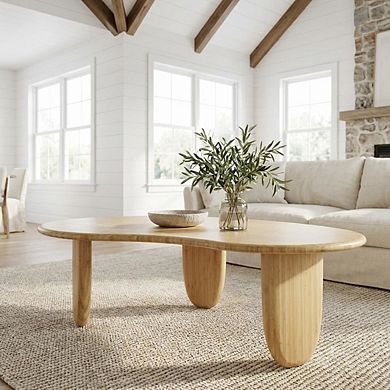 Starlight Canyon Home Bamboo Coffee Table with Solid Moso Bamboo Construction Mid Century Design