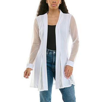 Women's Nina Leonard Long Sleeve Mesh Sleeve Cardigan