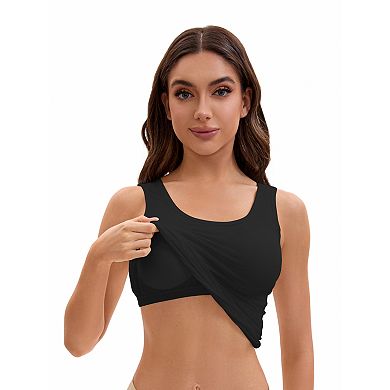 2 Packs Women's Wide Strap Camisoles with Built-In Padded Bras Casual Tank Tops