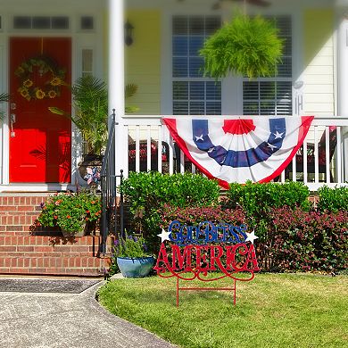 Glitzhome 23.25"H Metal Patriotic GOD BLESS AMERICA Yard Stake