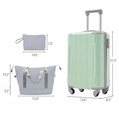 Carry On Luggage Set 3 Piece Hardshell ABS Spinner Wheels Lock