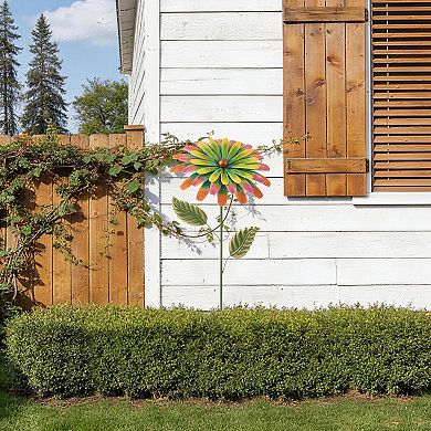 Glitzhome 41"H Garden Metal Flower Yardstake