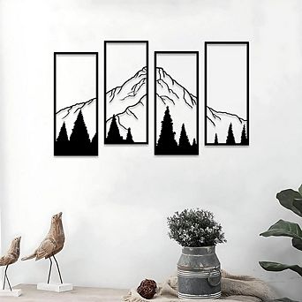 Mountain and Forest Minimalist Wall Decor, Set of 4