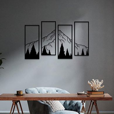 Mountain and Forest Minimalist Wall Decor, Set of 4