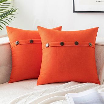 Burnt Orange Farmhouse Decorative Pillow Covers, Set of 2