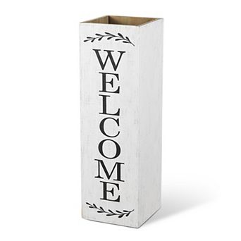 Glitzhome 24"H Double Sided Solid Wood Boxed "WELCOME PORCH" Porch Sign