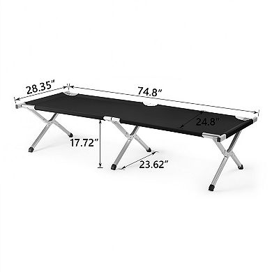 Portable Folding Camping Cot with Carrying Bag Aluminum Frame