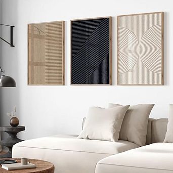 Boho Neutral Canvas Wall Art, Set of 3