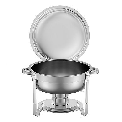 Round Chafing Dish Buffet Set Two Pack Stainless Steel with Lid