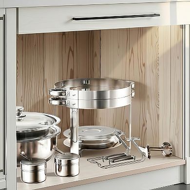 Round Chafing Dish Buffet Set Two Pack Stainless Steel with Lid
