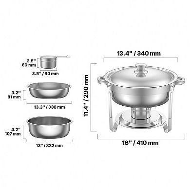 Round Chafing Dish Buffet Set Two Pack Stainless Steel with Lid