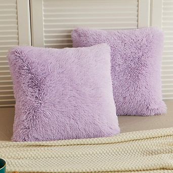Luxury Fluffy Faux Fur Pillow Covers, Set of 2