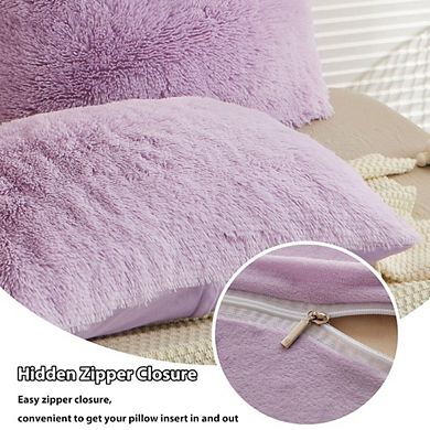 Luxury Fluffy Faux Fur Pillow Covers, Set of 2
