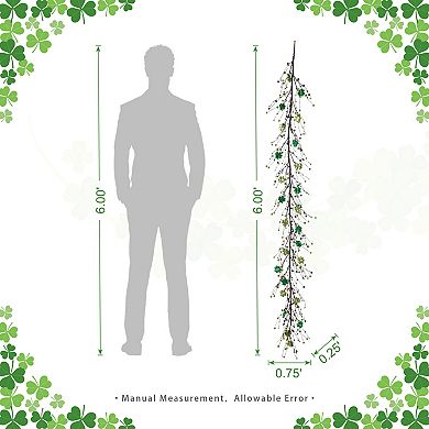 Glitzhome St. Patrick's Day Shamrock Artificial Garland