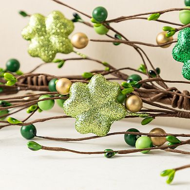 Glitzhome St. Patrick's Day Shamrock Artificial Garland