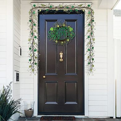 Glitzhome St. Patrick's Day Shamrock Artificial Garland