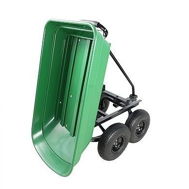 Folding Garden Dump Cart with Steel Frame Pneumatic Tires 300 lb Capacity