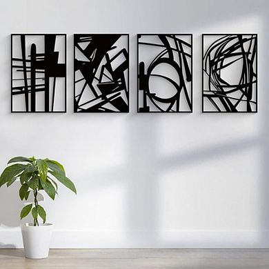 Black Abstract Metal Wall Art, Set of 4