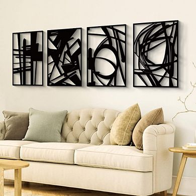Black Abstract Metal Wall Art, Set of 4